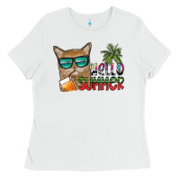 White hello summer Ladies Tee - SublimationCraftShop