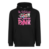 Black In October We Wear Pink Breast Cancer Awareness Heavyweight Hoodie - texasbilliewilder
