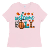 Bubblegum Pink welcome fall Ladies Tee - HRA Design Shop