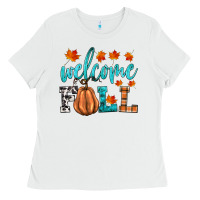 White welcome fall Ladies Tee - HRA Design Shop