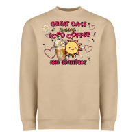 Mushroom great days start with iced coffee and gratitude Heavyweight Sweatshirt - MaliasSmallBusiness