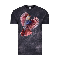 Cloud Black Flying Northern Cardinal Bird Vintage Tee - LillyAllenDesigns
