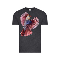 Vintage Black Flying Northern Cardinal Bird Vintage Tee - LillyAllenDesigns