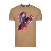 Vintage Coffee Flying Northern Cardinal Bird Vintage Tee - LillyAllenDesigns