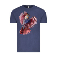 Vintage Denim Flying Northern Cardinal Bird Vintage Tee - LillyAllenDesigns