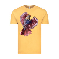 Vintage Mustard Flying Northern Cardinal Bird Vintage Tee - LillyAllenDesigns