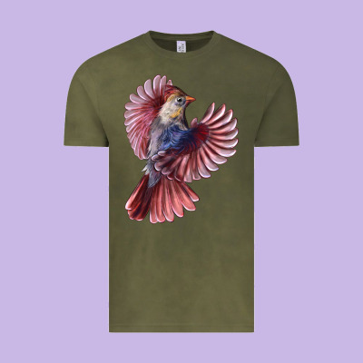 Flying Northern Cardinal Bird Vintage Tee Designed By Lillyallendesigns