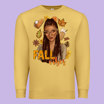 Fall Vibes Afro Woman Premium Sweatshirt Designed By Nancycooperartshop