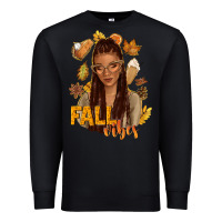 Black Fall vibes afro woman Premium Sweatshirt - NancyCooperArtShop