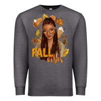 Charcoal Heather Fall vibes afro woman Premium Sweatshirt - NancyCooperArtShop