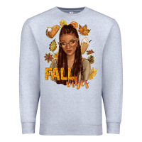 Heather Grey Fall vibes afro woman Premium Sweatshirt - NancyCooperArtShop