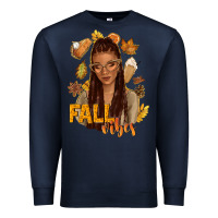 Navy Fall vibes afro woman Premium Sweatshirt - NancyCooperArtShop