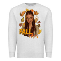 Oatmeal Heather Fall vibes afro woman Premium Sweatshirt - NancyCooperArtShop