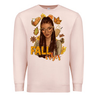 Pale Pink Fall vibes afro woman Premium Sweatshirt - NancyCooperArtShop