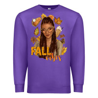 Purple Fall vibes afro woman Premium Sweatshirt - NancyCooperArtShop