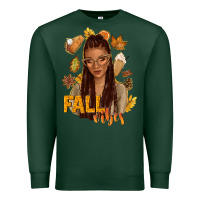 Sports Green Fall vibes afro woman Premium Sweatshirt - NancyCooperArtShop