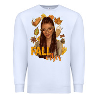 White Fall vibes afro woman Premium Sweatshirt - NancyCooperArtShop
