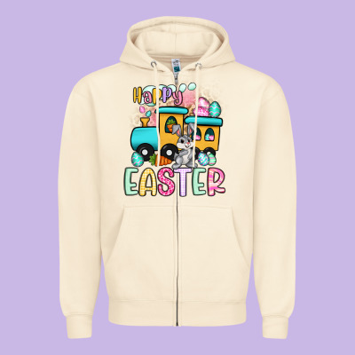 Happy Easter Train Zipper Hoodie Designed By Artiststas