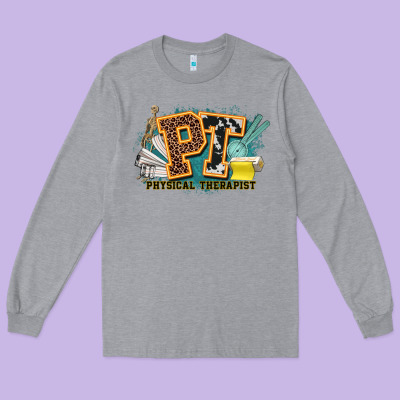 Pt Physical Therapist Western Long Sleeve Tee Designed By Nancycooperartshop