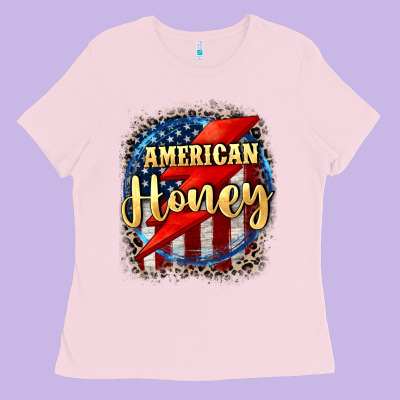 American Honey 4th Of July Ladies Tee Designed By Cowgirlartshop