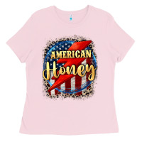 Bubblegum Pink American honey 4th of july Ladies Tee - CowGirlArtShop