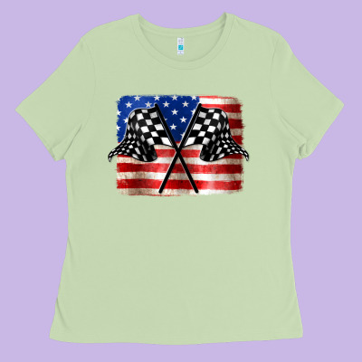 American Racing Flag Ladies Tee Designed By Jahusdesignshop