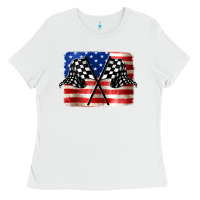 White American Racing Flag Ladies Tee - JahusDesignShop