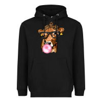 Black Cow Lick with Leopard Bandana Heavyweight Hoodie - texasbilliewilder