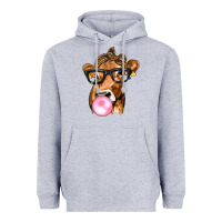 Heather Grey Cow Lick with Leopard Bandana Heavyweight Hoodie - texasbilliewilder