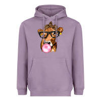 Lavender Cow Lick with Leopard Bandana Heavyweight Hoodie - texasbilliewilder