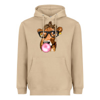 Mushroom Cow Lick with Leopard Bandana Heavyweight Hoodie - texasbilliewilder