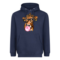 Navy Cow Lick with Leopard Bandana Heavyweight Hoodie - texasbilliewilder