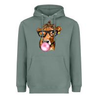 Sage Cow Lick with Leopard Bandana Heavyweight Hoodie - texasbilliewilder