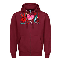 Burgundy peace love phlebotomy Zipper Hoodie - Artiststas