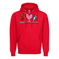 Red peace love phlebotomy Zipper Hoodie - Artiststas