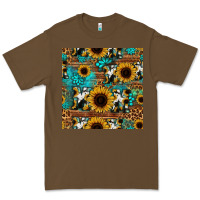Cacao sunflower cowhide mom seamless pattern Premium Tee - HRA Design Shop