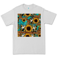 Dove Grey sunflower cowhide mom seamless pattern Premium Tee - HRA Design Shop