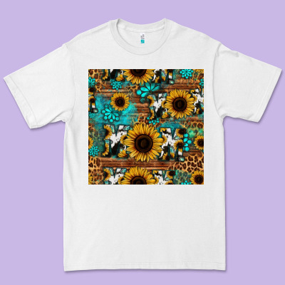 Sunflower Cowhide Mom Seamless Pattern Premium Tee Designed By Hra Design Shop