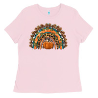 Bubblegum Pink fall pumpkin rainbow Ladies Tee - HRA Design Shop