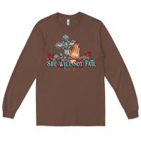 Chestnut she will not fail psalm christian cross pray Long Sleeve Tee - NancyCooperArtShop