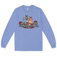 Colony Blue she will not fail psalm christian cross pray Long Sleeve Tee - NancyCooperArtShop
