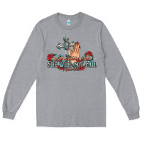 Heather Grey she will not fail psalm christian cross pray Long Sleeve Tee - NancyCooperArtShop