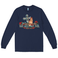 Navy she will not fail psalm christian cross pray Long Sleeve Tee - NancyCooperArtShop