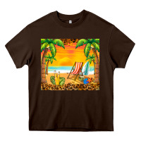 Chocolate Brown sunset beach Heavy Core Tee - BarkalooDesign