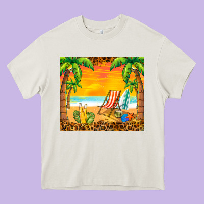 Sunset Beach Heavy Core Tee Designed By Barkaloodesign