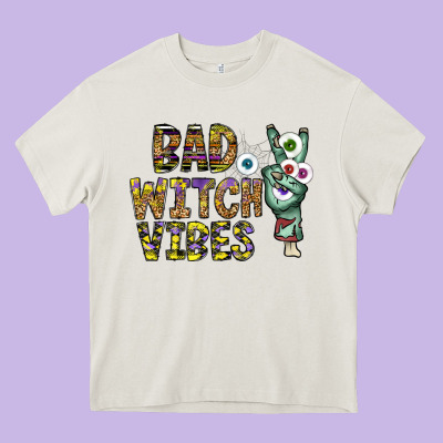 Bad Witch Vibes Heavy Core Tee Designed By Cowhidedigitalart