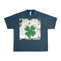 Midnight Navy shamrock patterned clothing Urban Heavy Tee - MaliasSmallBusiness