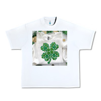 White shamrock patterned clothing Urban Heavy Tee - MaliasSmallBusiness