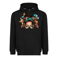 Black american football messy bun Heavyweight Hoodie - texasbilliewilder