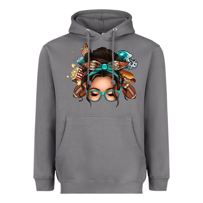 American Football Messy Bun Heavyweight Hoodie by texasbilliewilder | Teevron